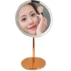 Portable round shape compact led makeup mirror