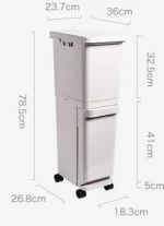 Practical white plastic dry and wet sorting trash can/waste recycling bins