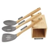 Premium Silicone Kitchen Utensils with Holder 9-Piece Cooking Utensils Set with Bamboo Wood Handles for Nonstick Cookware