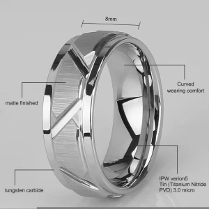 Professional supplier fashion silver  tungsten steel ring