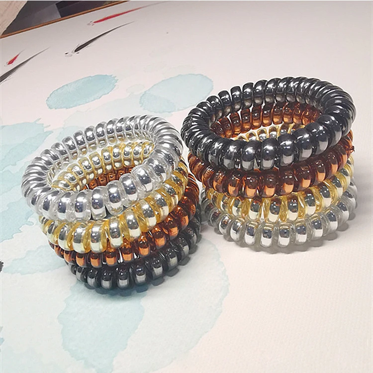 Professional wholesale women TPU matte spiral hair ring, telephone line hair accessories, elastic hair band.