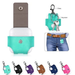 PU Leather Case Cover for Airpods Headphone Accessories with Carabiner Hook