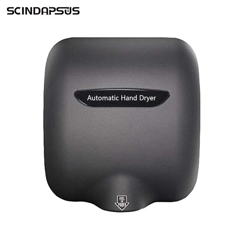 Pure Black Scindapsus ABS Automatic Hand Dryer For Public 110-240V wall mounted hands Blowers