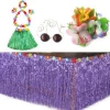 purple hawaiian table hula skirt with coconut bra ,flower lei and hawaii hair clip
