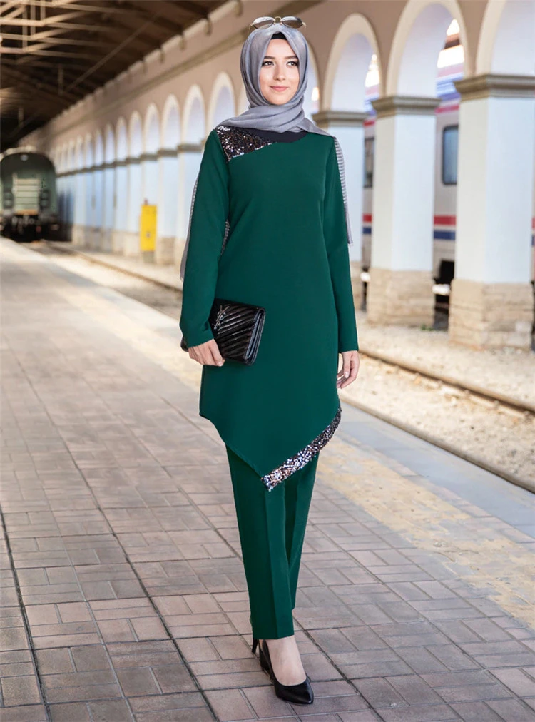 ramadan eid mubarak dubai abaya turkey muslim hijab dress set two piece caftan islam clothing