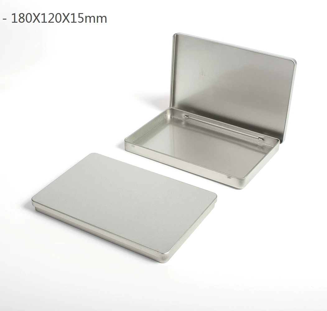 Rectangular tins plain hinged metal packing box matte black tin container white silver metal tins box