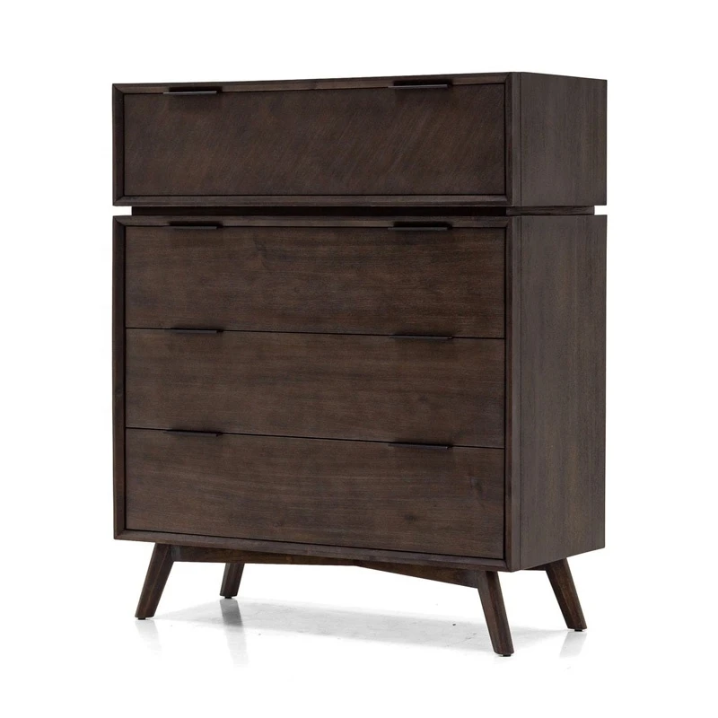 Reminiscent Design Bedroom Furniture Dark Brown Color High Quality Cabinet 4 Drawers Storage Dresser