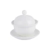 Restaurant serving round cheap white modern porcelain and ceramic soup tureen with tray