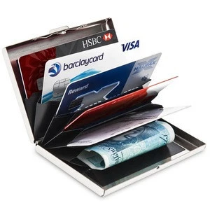 RFID blocking metal wallet slim anti-scan mens credit card holder