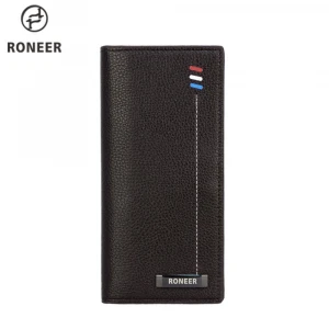 Roneer Hasp long wallet cheap pu leather wallet purse RFID wallet card holder For men OEM customized