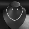 Round Cut Cubic Zirconia CZ Crystal Necklace and Earring Wedding Bridal Jewelry  Set