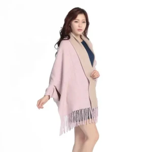 Ruana Cape Open Front wavy shape for Fall Winter classical party style Women Cashmere Poncho