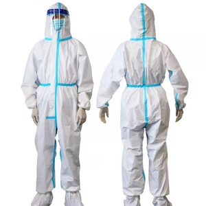 Safety PE and PET Non-woven fabric material Disposable PE material protective coverall