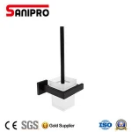 Sanipro high quality stainless steel black toilet brush with holder