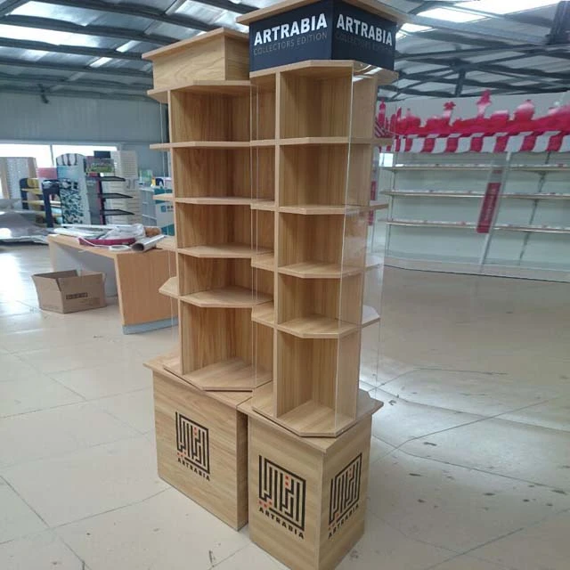 shop rotating wooden rotating comic book display rack,book store furniture,book display unit