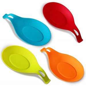 Silicone Heat Resistant Spoon Fork Mat Rest Utensil Spatula Holder Spoon Pad Tray Holder   Kitchen Tool Accessory