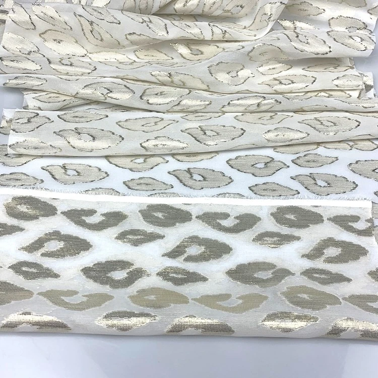 Silk lurex chiffon Fabric silk  Metallic  jacquard   Fabric  clip flower chiffon  fabric