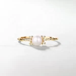 Simple Design Gold Jewellery Finger Rings Fine Gold Pearl Stack Ring