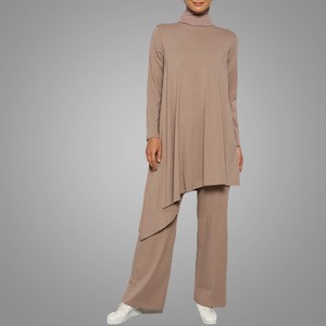 Simple Muslim Dubai Abaya Suits Fashion Kaftan Jubah Top Quality Office Suits for Islamic Women