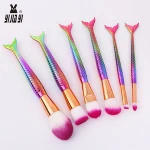 Six piece white paper box plating Colorful handle  makeup tool brush kit