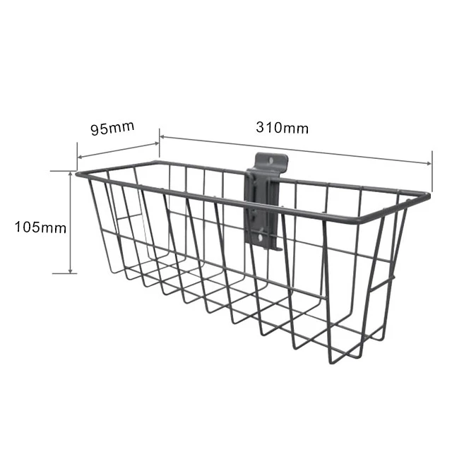 Small slat wall storage steel mesh wire basket organizer basket