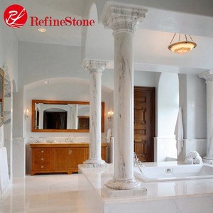 Solid or hollow customized white marble pillar and column