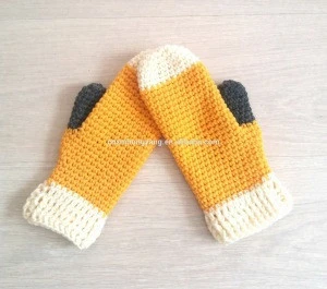 Source factory wholesale hand crochet mitten, wool knitting long fingerless gloves, cotton winter glove