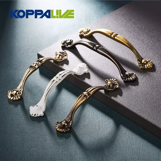 Koppalive Creative Gorgeous Furniture Hardware Dresser Drawer Pull White and Gold Vintage Solid Brass Kitchen Cabinet Handle