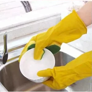 Sponge Fingers latex Household Cleaning Gloves for Dishwashing