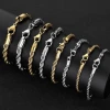 Stainless steel twist chain mens bracelet trendy fashion Silver 18K gold button rope chain titanium steel bracelet