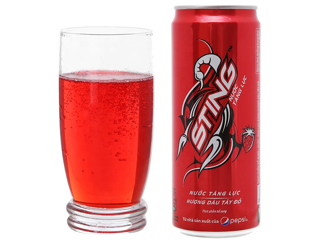Sting Energy Drink Strawberry Can 330ml/ Carbonated Drinks/ energy drinks