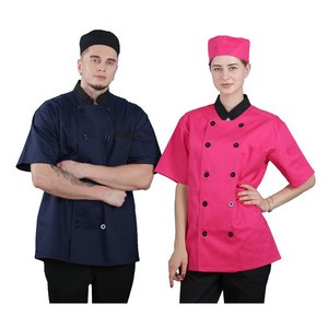 summer custom design short sleeve chef jacket  kitchen chef/wait workwear shirt uniform for restaurant bar shop