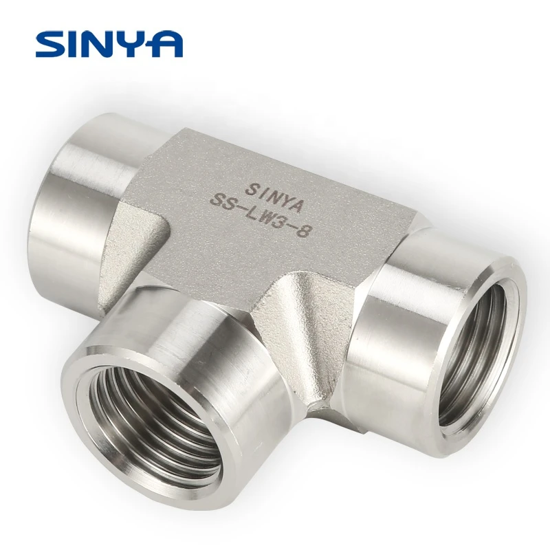Suppliers Stainless Steel Tube Fittings Forged High Pressure Pipe Fittings 1/4" Female NPT Threaded Female Tee Fitting