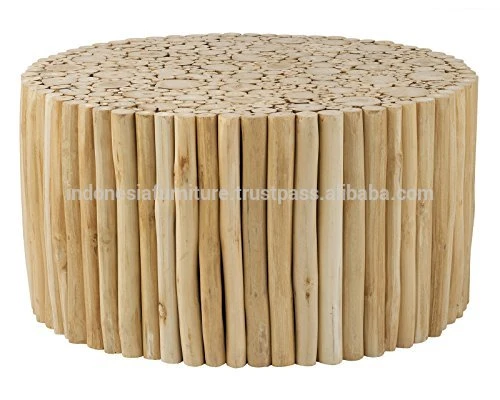 Teakwood Round Coffee Table natural wood coffee table