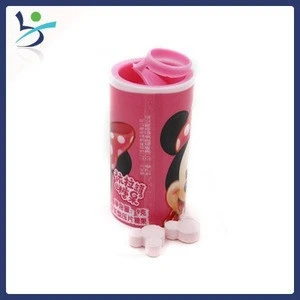 tear off cap candy container straight round plastic bottle with hinged pop top container cylinder shape chocolate can/tin