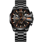 TEVISE T814B Man Automatic Mechanical Wristwatch Gold Black Week Month 24 Hours Show Date Male Clock