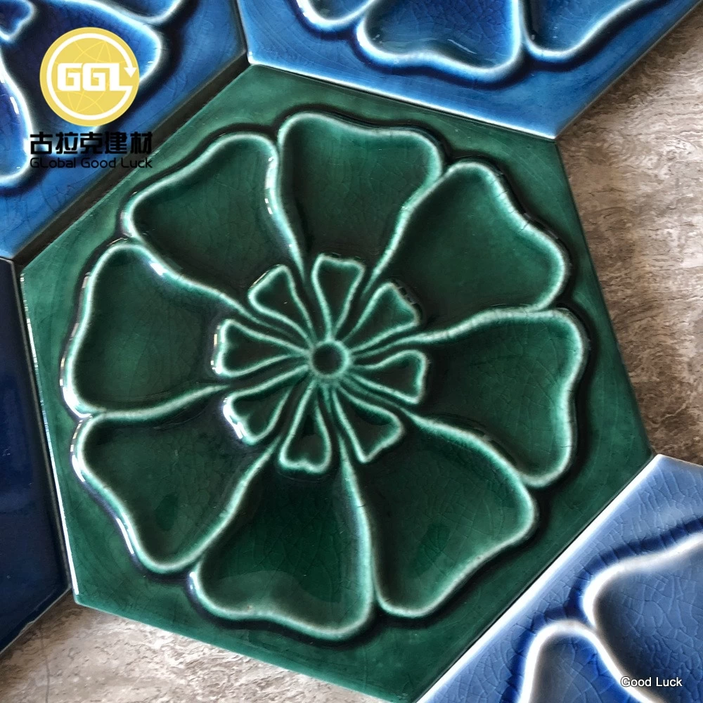 Texture Hexagon Ceramic Mosaic Tiles for Backsplash Wall Decoration
