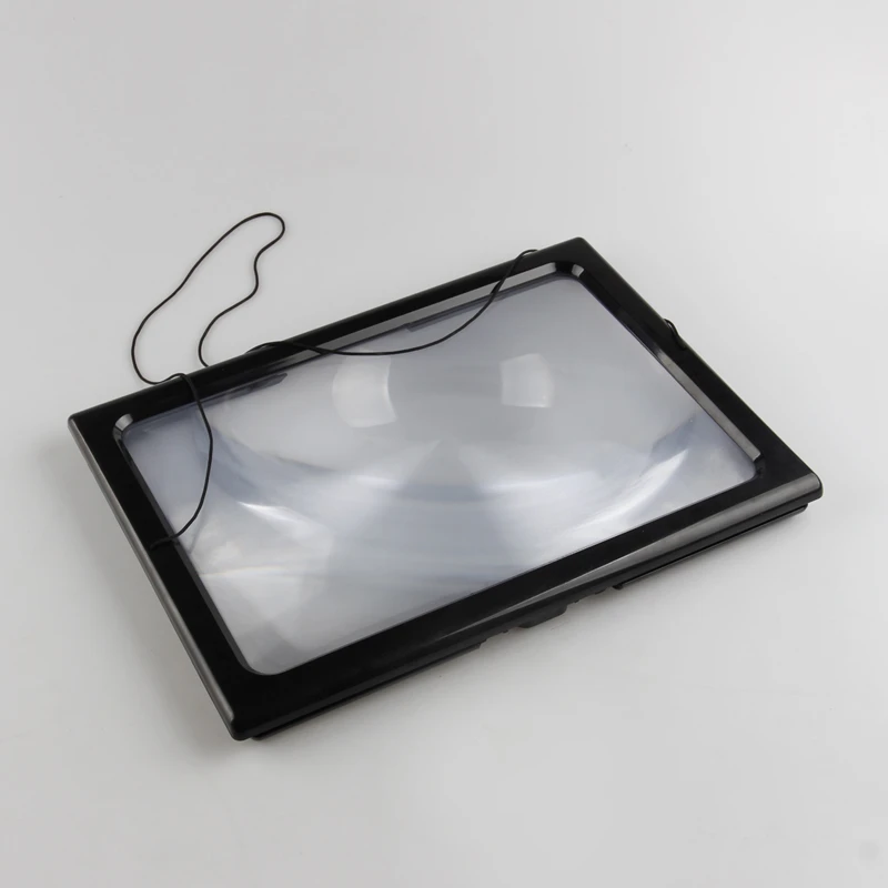 TH-275205  Hands Free Foldable Desk A4 Full Page Large Reading Magnifying glass with LED lights