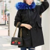 The Hot Green Parka Lined Rabbit Fur With White Fur Collar Jacket