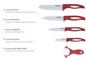 Timhome 6pieces new handle chef knife advanced unique ceramic knife set with Acrylic Block holder China factory