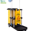 Top Sale Multifunctional Gray Black Blue Plastics Janitorial Cart Cleaning Trolley with bag shelves