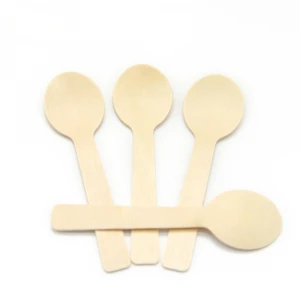 Traditional Wooden Restaurant or Party 100mm Birch Wooden Round Spoon