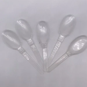 Transparent plastic  can eat porridge spoon