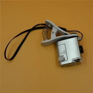 Universal Clip Microscope 55X LED Jewelry Magnifying Glass Focusing Adjusted Pocket Microscope with Cell Phone Clip and Light