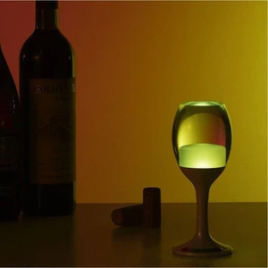 USB rechargeable touch sensor dimmer atmosphere bedside lamp Led wine glass RGB color night light