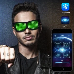 USB Recharged Glow Light Phone App Control Fashion Magic LED Bluetooth Eyeglasses For Halloween New Year Christmas Party