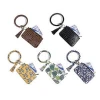 Vegan PU Leather Rounded Bracelet Design Women Fashion Key Chain With Coin Wallet ID Card Holder Pouch