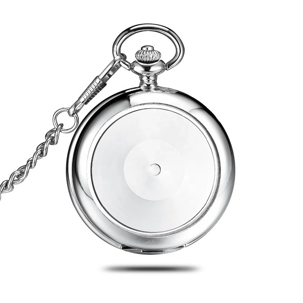 Vintage watch silver metal wholesale japan movt stainless steel back cheap pocket watches