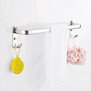 Wall Mounted Stainless Steel 304 Single Towel Bar with hook Bathroom Towel Holder with Hook