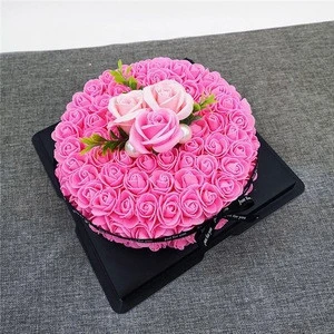 Wedding Decoration Pretty Pink Soap Rose Bouquet Of Flowers Custom Cake Shape New Valentine Gift Girls Artificial Rose Bouquet